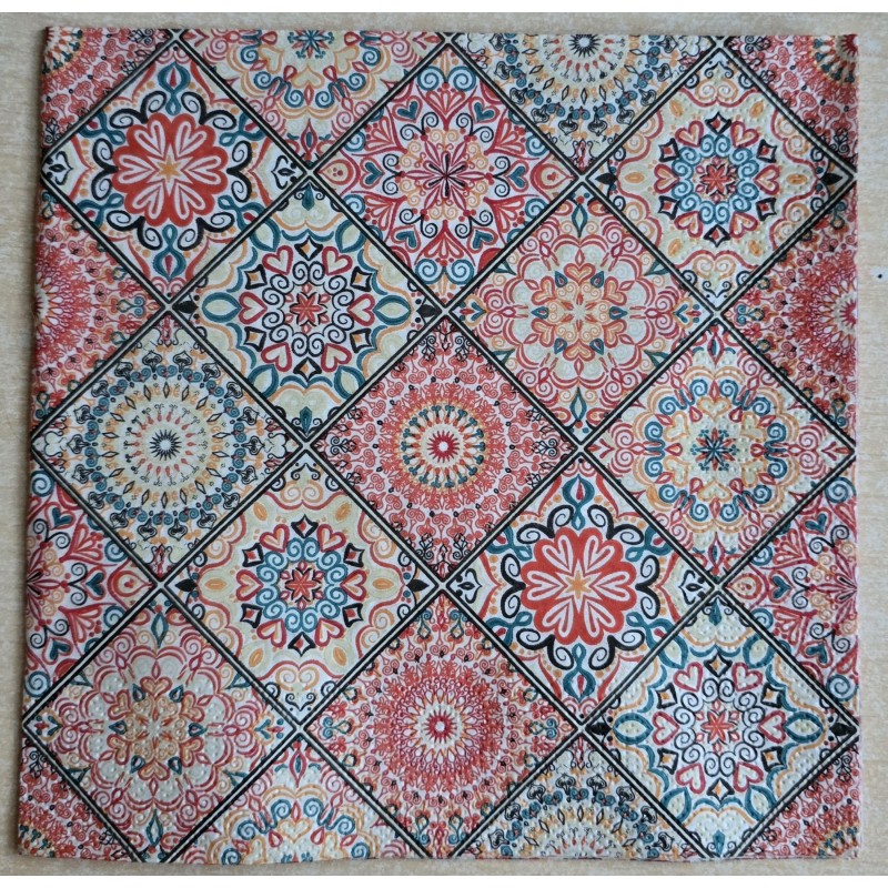 Serviette Ornamente/rosa/lachs/rot