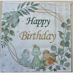 Serviette Dinosaurier/Happy Birthday grün