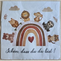 Serviette Wild Life/Regenbogen/Schön dass Du da bist