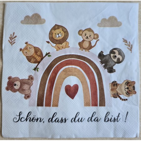 Serviette Wild Life/Regenbogen/Schön dass Du da bist