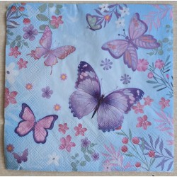 Serviette Schmetterlinge lila/rosa/blau