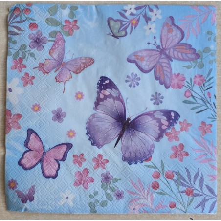 Serviette Schmetterlinge lila/rosa/blau