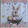 Serviette Kaninchen im Körbchen/Eier/Blumem