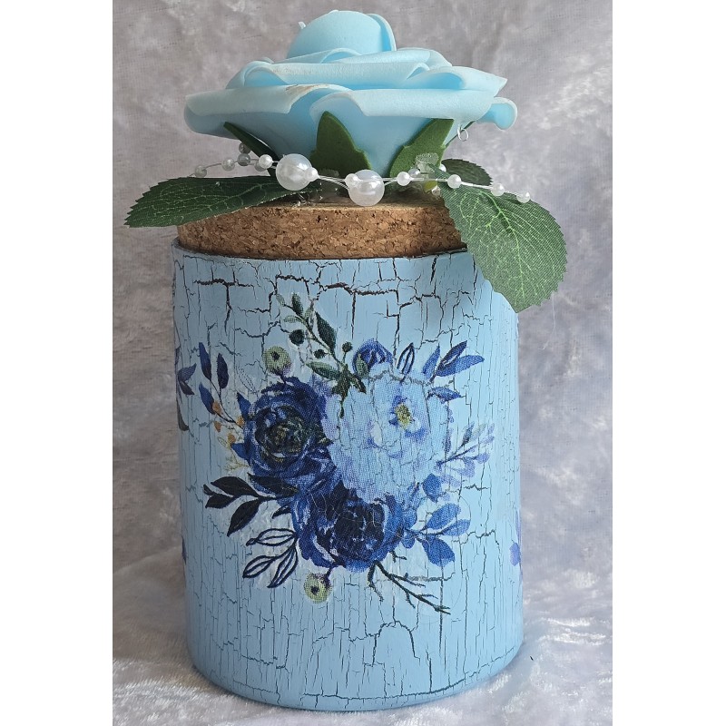 Aufbewahrungs Glas Rosen/blau mit Led