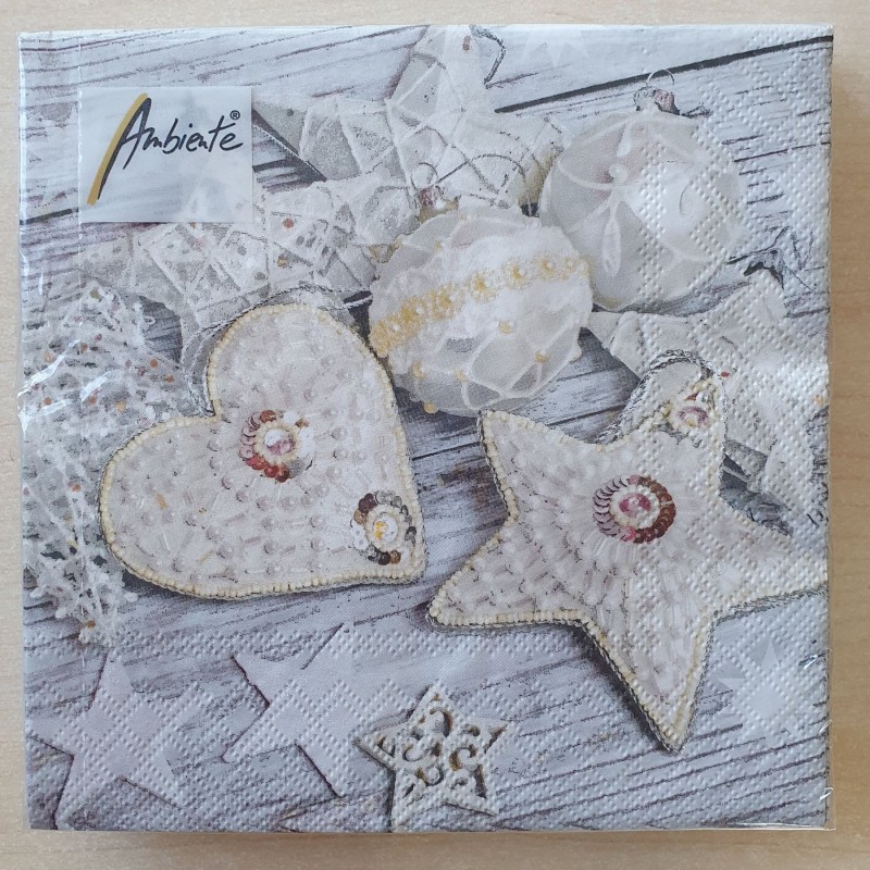 Serviette Herz und Stern