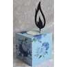 Teelicht mit Metall Flamme Rosen/blau