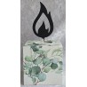 Teelicht mit Metall Flamme Blätter/grün-weiss