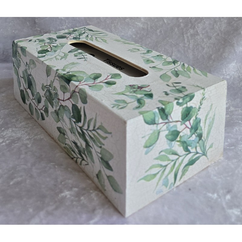 Kleenexbox Blätter/grün-weiss