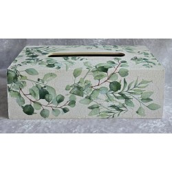Kleenexbox Blätter/grün-weiss