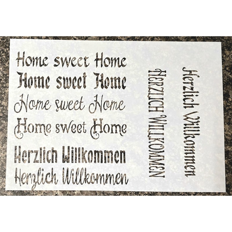 Schablone Home sweet Home/Herzlich Willkommen