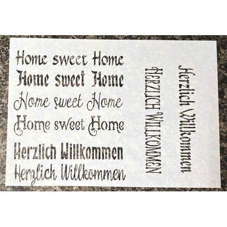 Schablone Home sweet Home/Herzlich Willkommen