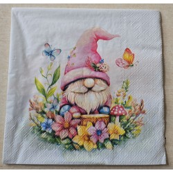 Serviette Wichtel/Blumen/Schmetterlinge