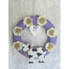 Tür/Wanddeko Ring Kuh/Blumen lila