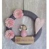 Tür/Wanddeko Ring Engel/Home sweet Home grau-rosa