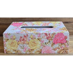 Kleenexbox Rosen gelb-rosa-pink/weiss