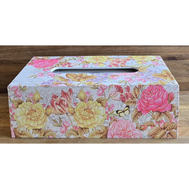 Kleenexbox Rosen gelb-rosa-pink/weiss