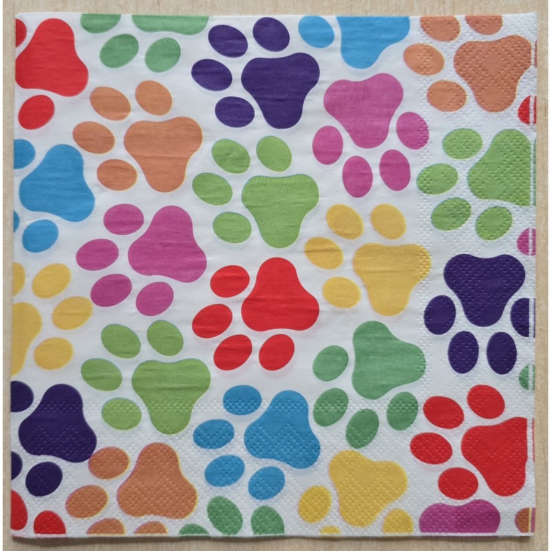 Serviette Bunte Pfoten
