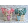 Kerzen Glas Trockenblumen türkis