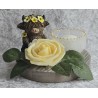Teelicht Scheibe Hochlandrind/Rose gelb