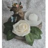 Teelicht Scheibe Hochlandrind/Rose creme