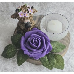 Teelicht Scheibe Hochlandrind/Rose violett