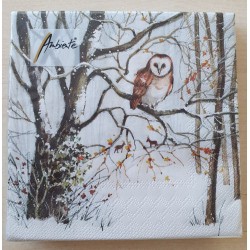 Servietten Eule im Winterwald