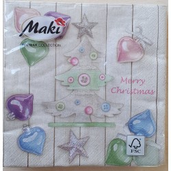 Servietten Weihnachtsbaum mit Knöpfen
