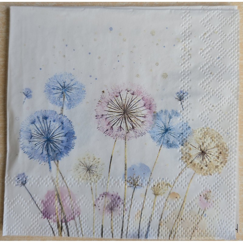 Serviette Pusteblumen rosa/blau/beige