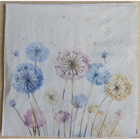 Serviette Pusteblumen rosa/blau/beige
