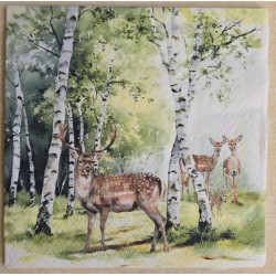 Serviette Hirsch Familie im Wald