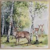 Serviette Hirsch Familie im Wald