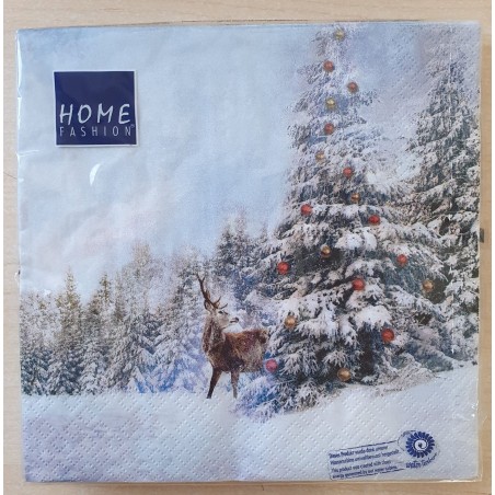 Servietten Hirsch und Weihnachtsbaum