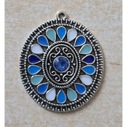 Metall Anhänger Ornament blau/mint/weiss
