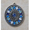 Metall Anhänger Ornament blau/mint/weiss