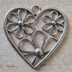Metall Anhänger Herz/Blumen