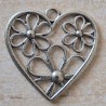 Metall Anhänger Herz/Blumen
