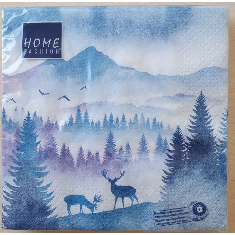 Servietten Wald mit Hirsch in blau/violette