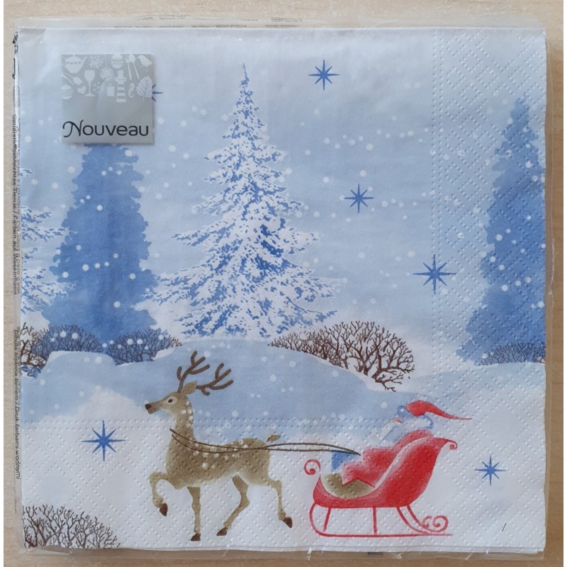 Servietten Weihnachtsmann mit Schlitten