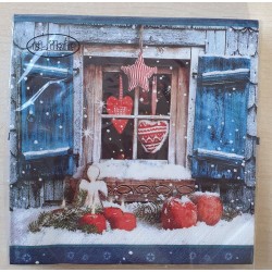 Servietten Fenster mit Winterdekoration