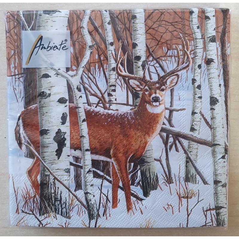 Servietten Hirsch im Winterwald