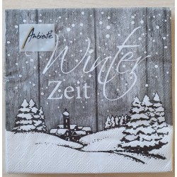 Servietten Winterzeit grau