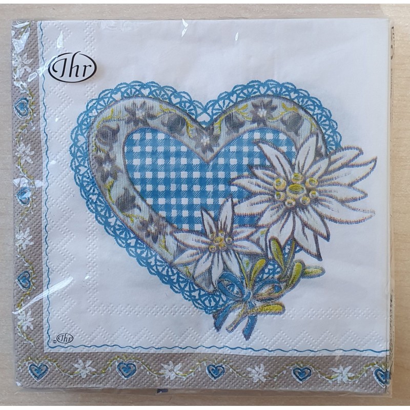 Servietten Edelweiss/Herz blau