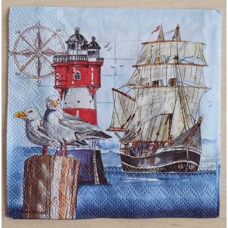 Servietten Leuchtturm/Schiff