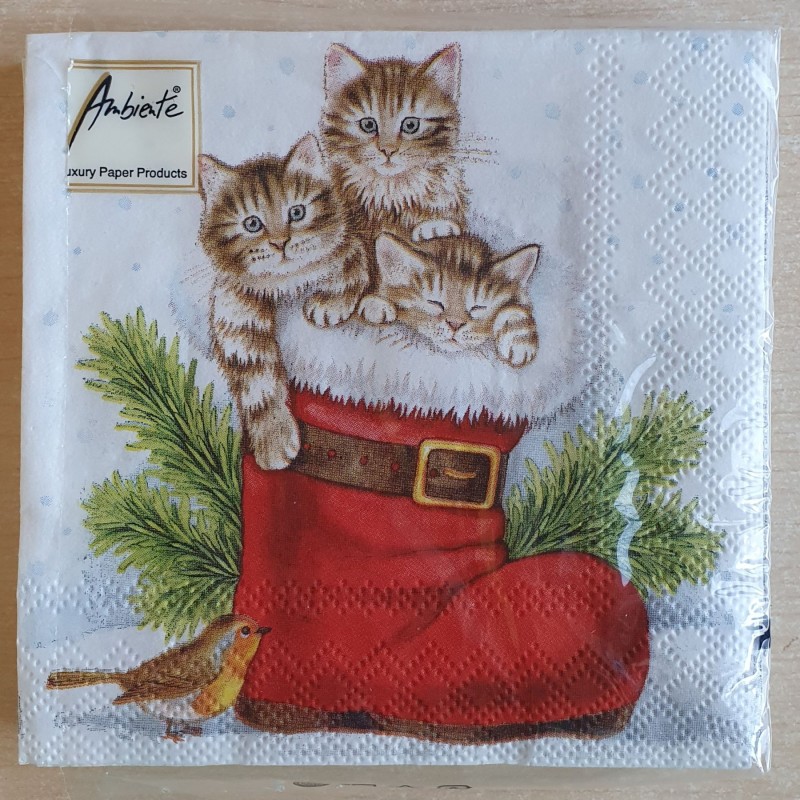 Servietten Katzen im Stiefel