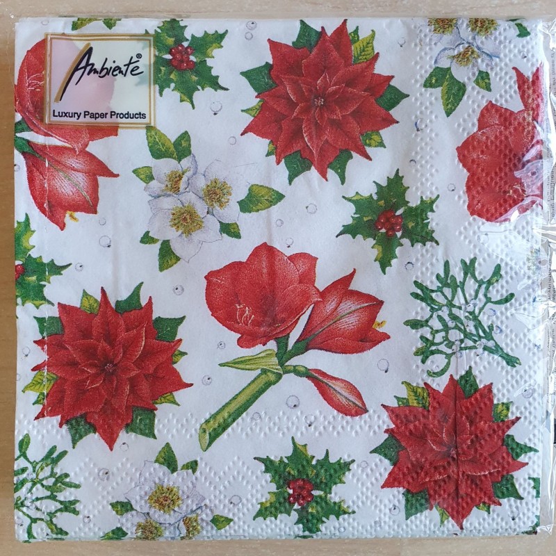 Servietten Weihnachtsstern weiss