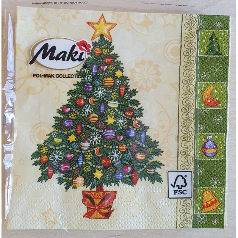 Servietten Weihnachtsbaum gelb