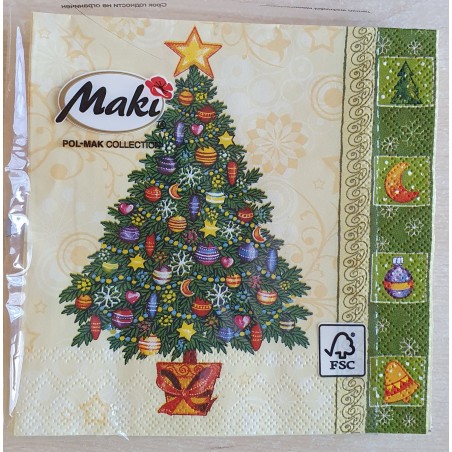 Servietten Weihnachtsbaum gelb