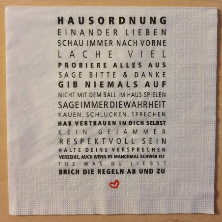 Servietten Hausordnung