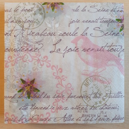 Servietten Schrift/Vogel