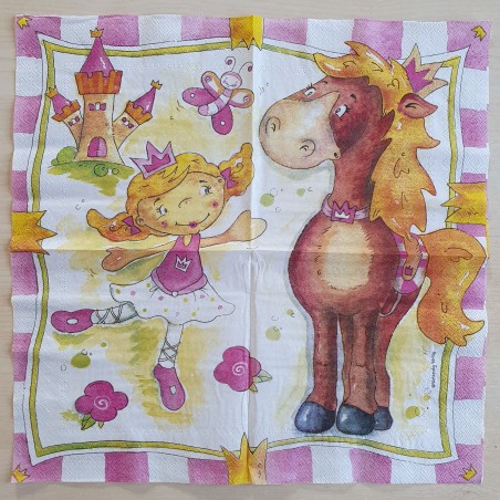 Servietten Prinzessin und Pferd